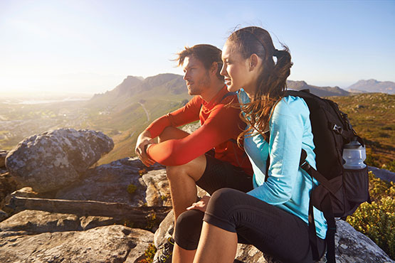 young couple hiking